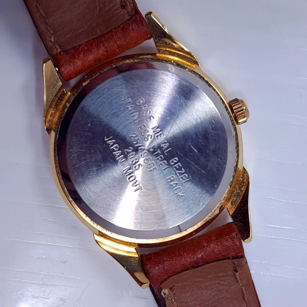 Armitron 25/4966F Skeleton Women Watch Genuine leather camel brown gold Quartz